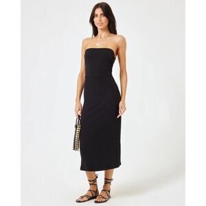 NWT L*Space Strapless Column Midi Dress in Noir